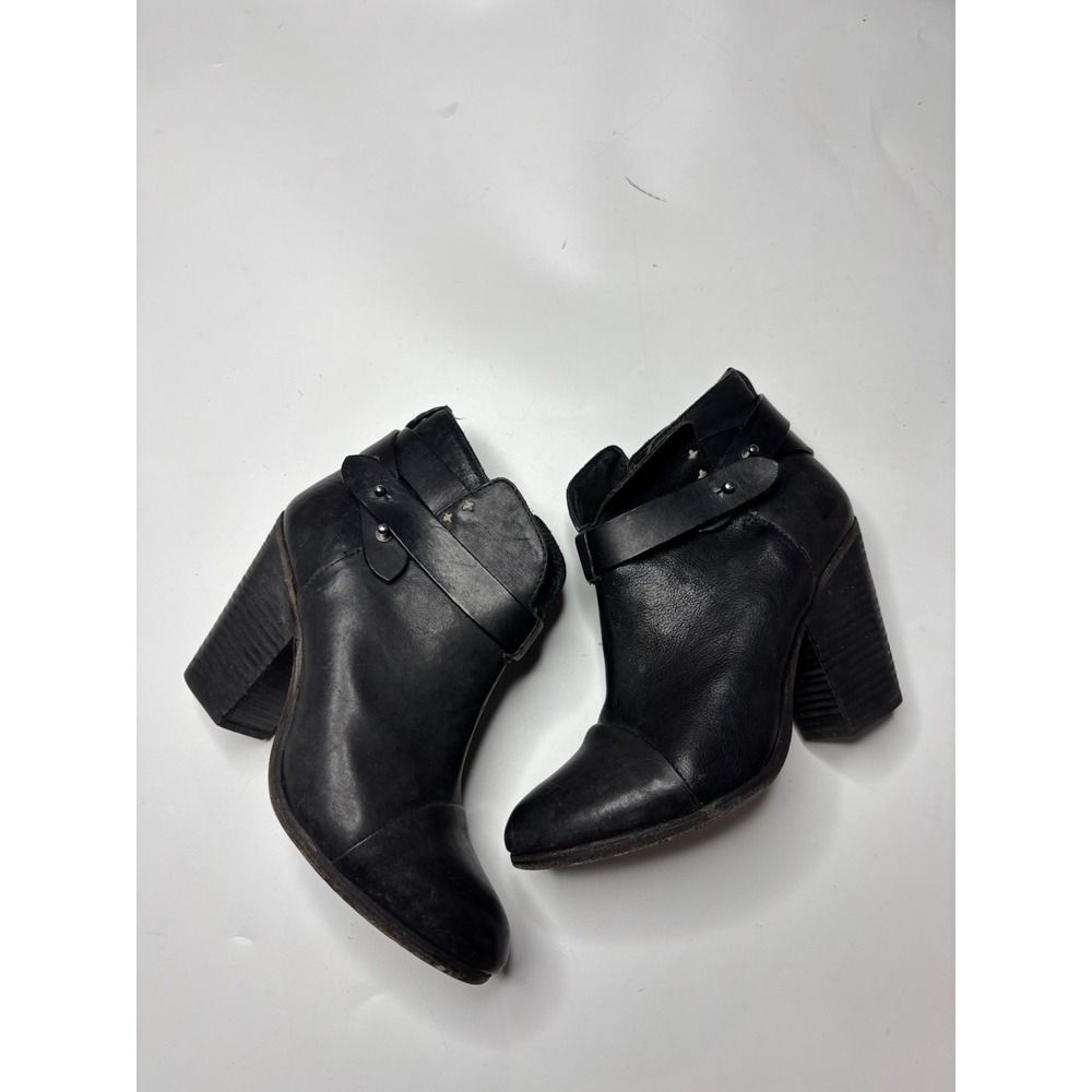Rag & Bone Women 36.5 US 6 Harlow Strappy Ankle Boots Black Leather Western Boho